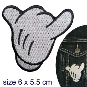 cartoon hand Iron on Patch - shaka friendship shocker gesture iron-on patches - Picture 1 of 3
