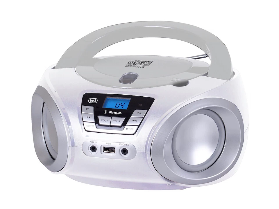 TREVI 0CM54401 RADIO LETTORE CD PORTATILE BT USB CMP544BT BIANCO - Immagine 1 di 1