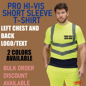 Personalised Pro hi-vis short sleeve T Shirt, Your Name Logo hi-vis T Shirt - Picture 1 of 6