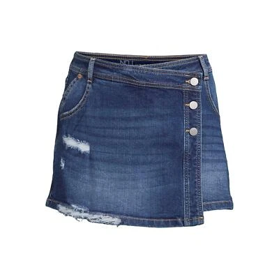 No Boundaries Juniors' Denim Skort Dark Enzyme 21 - Image 1 of 4