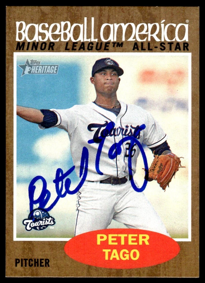 2011 Topps Heritage Minor League Peter Tago Auto Asheville Tourists #250 Signed - Image 1 of 2