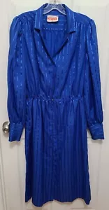 Vintage Kappi Damen Langarm Knopfleiste Kragen Shirtkleid seidig blau Gr. 14 - Bild 1 von 11