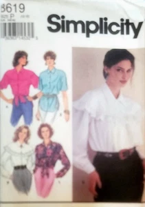 Misses Blouse Shirt Size 12 14 16 Simplicity 8619 Pattern CUT Complete  - Picture 1 of 2