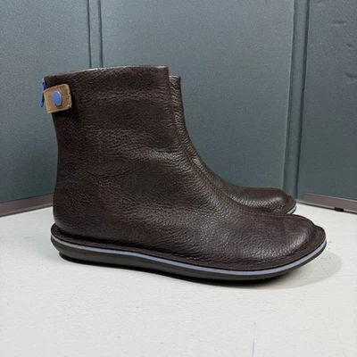 Camper Energia Humana Women Size US 7 Brown Pebble Leather Ankle Boots EU 38 - image 1 of 4