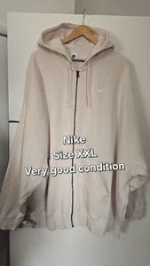 Nike Mens Zip Up Hoodie Size XXL Cream Activewear Sportwear - Picture 1 of 8