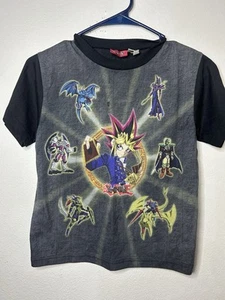 Vintage 90s Yu-Gi-Oh T-shirt Youth Kids Size Large Gray/Black Short Sleeve - Picture 1 of 9