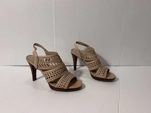 Adrienne Vittadini Leather Ankle Strap Sandal Heel Size 7 M - Picture 1 of 10