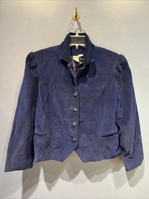 Blazer de pana JR. 11, Cottage Core, Gibson Girl 1970, azul, abotonable Foto 1 de 3