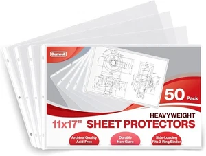 Dunwell 11x17 Sheet Protectors Landscape - (50 Pack, 11x17", Heavy Weight - Imagen 1 de 9