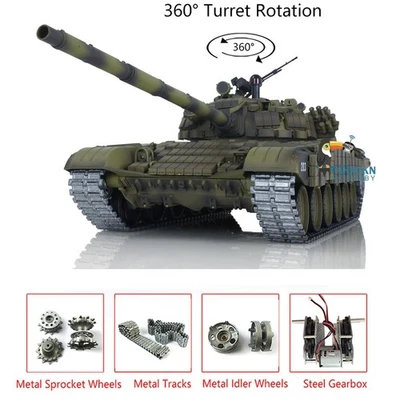 Henglong 1/16 Metal T72 RC Battle Tank 7.0 Mainbord Upgraded 3939 Electric Model - Image 1 of 4