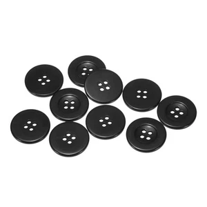 10pcs Resin Sewing Buttons 1-1/4" Round Flat 4-Hole Craft Buttons Black - Picture 1 of 6