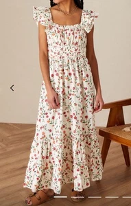MONSOON Pamela Print Dress in Sustainable Cotton Ivory floral BNWT 18 RRP £110 - Picture 1 of 10