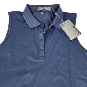 G/FORE Golf Poloshirt Damen Medium Plissee Kragen Piqué Tech Blau Performance - Bild 1 von 6