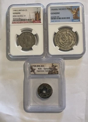 Foreign Coin Collector Starter GB 2 Shilling Mex Peso Japanese Cash Coin Genuine - Image 1 of 2