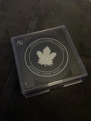 Toronto Maple Leafs Official Game Puck 2017 NHL 100th Anniversary (sealed)Silver - Image 1 of 2