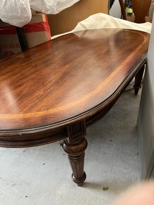 Elegant Wooden Dining Table with Inlay Design - Image 1 of 2