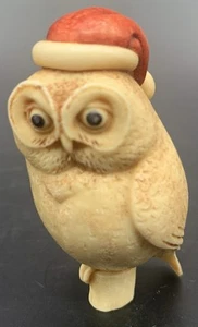 Adam Binder Barn Owl Christmas Santa Hat Figurine Harmony Kingdom - Picture 1 of 7