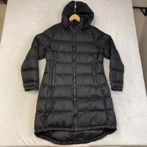 The North Face 550 Fill Down Hooded Long Puffer Parka Jacket Black Womens L - Picture 1 of 10