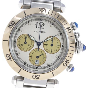 CARTIER Pasha W31011H3 Chronograph YG bezel beige Dial Quartz Men's Watch_847530 - Picture 1 of 7
