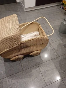 Sehr schöner alter Korb Puppenwagen Ellermann 50er J. Kinderwagen - Bild 1 von 9