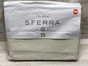 Sferra Favo Egyptian Cotton Percale King Dust Ruffle Bedskirt Ivory New - Picture 1 of 5