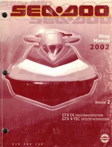 Manual de reparación/servicio al propietario Sea-Doo genuino OEM 2002 GTX DI/4-TEC - Imagen 1 de 2