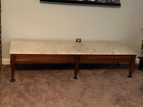 MCM Brandt Furniture of Character 70" long coffee table with Italian marble top! Cover