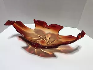 Piatto vintage in vetro di Murano amberina estremità attorcigliate - Foto 1 di 6