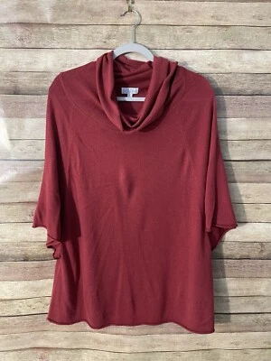 Suéter con capucha para mujer Joseph A. túnica manga corta rojo oscuro borgoña talla: mediana Foto 1 de 4
