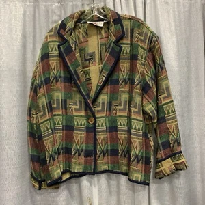 Vintage Southwestern Shacket Crop Blazer Sweater Women 1x Carolina Colours Plus - Picture 1 of 8