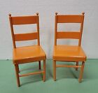 Vintage 1973 Mattel Barbie Furniture - Orange Plastic Kitchen Chairs Lot ×2