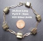Antik Armband Goldene Pyrit Würfel 8 -9mm 835 Silber - 20,5cm Lang