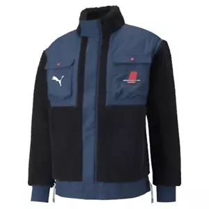 Giacca Puma Porsche PL Legacy Statement Small S Sherpa blu nero logo tasche - Foto 1 di 16