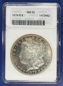 1879 S Morgan Dollar Silver Graded ANACS MS62 Uncirculated #73905 - Picture 1 of 2