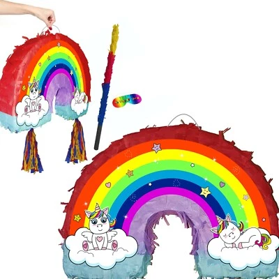 Lovely Rainbow Unicorn Piñata Party Game Decorations Birthday pony pride burro - Image 1 of 4