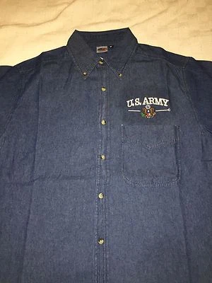 US ARMY LONG SLEEVE DENIM SHIRT 100% COTTON NEW - Image 1 of 3