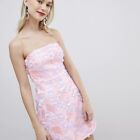 ASOS Womens 3d Floral Mini Dress US 10 Pink Strapless Bandeau NEW NWT 