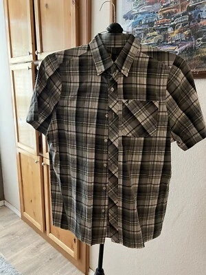 Browning Men's Medium White/Green Plaid Short Sleeve Button Down Shirt Pocket - Image 1 of 3