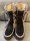 Snowland size 8 60's 70's Snow Boots FAUX FUR Ankle Lace Up Lined USA Brown vtg