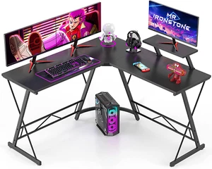L Shaped Gaming Desk Corner Computer Desk, Home Office Desks Writing Workstation - Picture 1 of 12