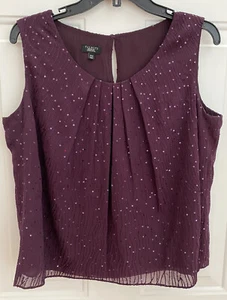 Débardeur femme Talbots prune taille 14W petite soie paillettes embroid été - Photo 1/5