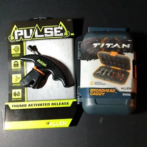 New 2020 Allen  Pulse Compact Thumb  Bow Release and  Titan Broadhead caddy - Picture 1 of 5