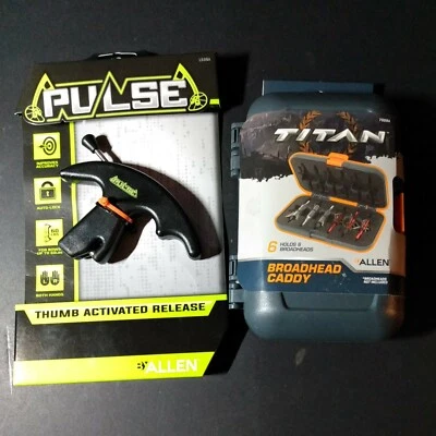 New 2020 Allen  Pulse Compact Thumb  Bow Release and  Titan Broadhead caddy - Image 1 of 4