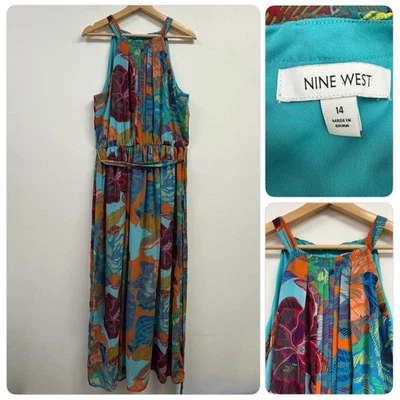 Nine West Women's Floral Print Halter Neck Sleeveless Maxi Dress Size 14 - Image 1 of 4