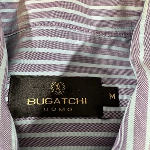 Bugatchi Uomo Dress Shirt Men Medium Blue Purple Striped  Casual - Picture 1 of 6