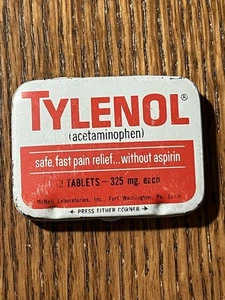 Tylenol aspirin sized pocket tin circa early 1970’s  vintage medicine tin - Picture 1 of 18