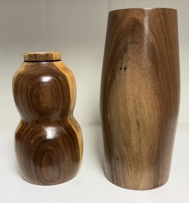 Wooden Vases Hand Turned Solid Wood Home Decor Set Of 2 - Image 1 of 4
