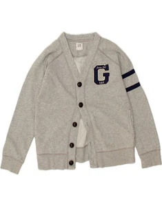 GAP Boys Graphic Cardigan Sweater 7-8 Years Medium Grey Cotton JM07 - Picture 1 of 4