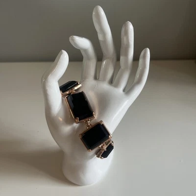 Milano Luxe Rose Gold Embraced Black Onyx Geometric Bracelet NIB Retail $83.55 - Image 1 of 4