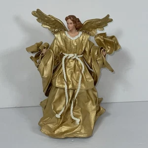 Vintage Pappmaché Engel Keramik Kopf Christbaumspitze Gold 8" Feiertage - Bild 1 von 9